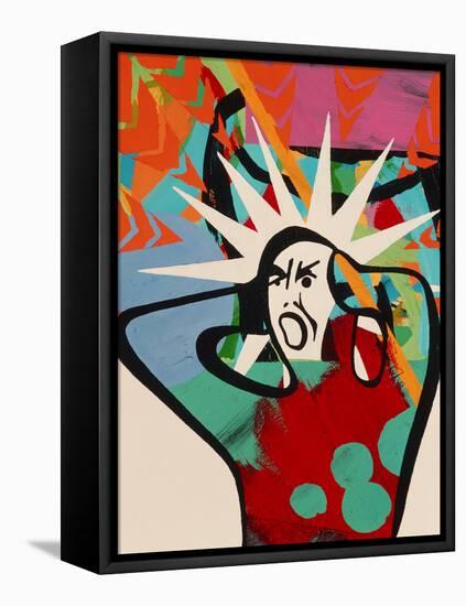 Abstract Artwork of a Angry Man Holding His Head-Paul Brown-Framed Premier Image Canvas