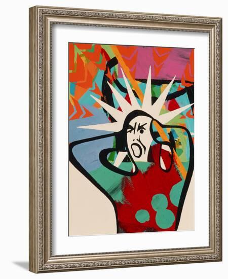 Abstract Artwork of a Angry Man Holding His Head-Paul Brown-Framed Photographic Print