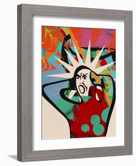 Abstract Artwork of a Angry Man Holding His Head-Paul Brown-Framed Photographic Print