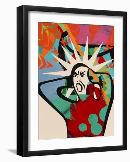 Abstract Artwork of a Angry Man Holding His Head-Paul Brown-Framed Photographic Print