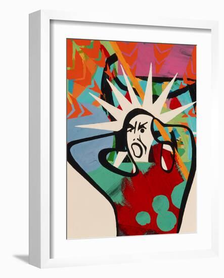 Abstract Artwork of a Angry Man Holding His Head-Paul Brown-Framed Photographic Print