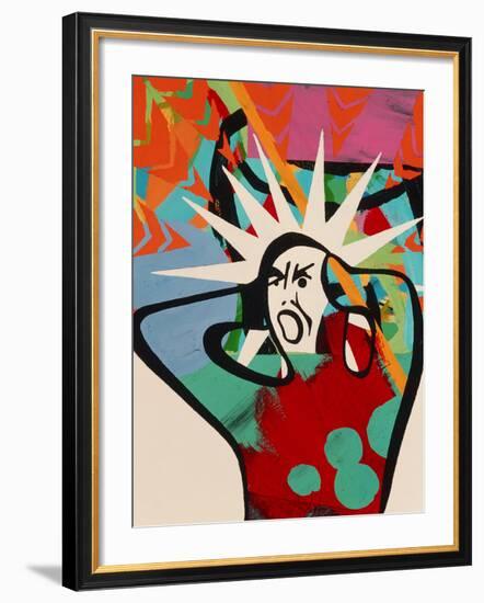 Abstract Artwork of a Angry Man Holding His Head-Paul Brown-Framed Photographic Print