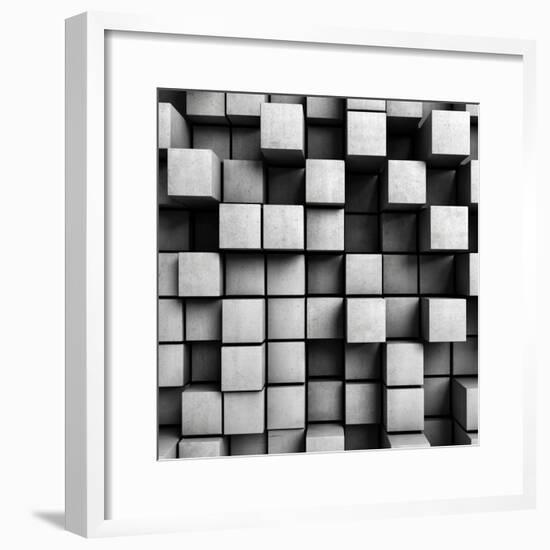 Abstract Background From Concrete Cubes-FreshPaint-Framed Premium Giclee Print