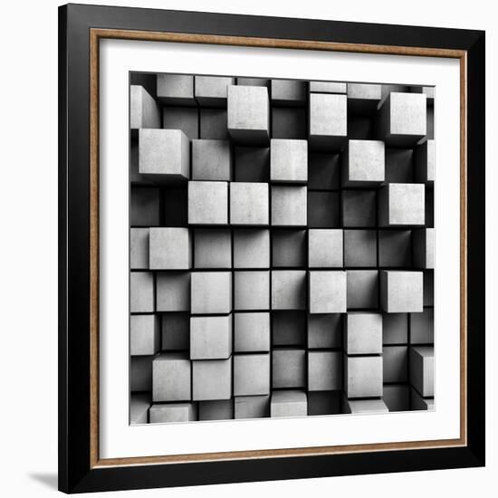 Abstract Background From Concrete Cubes-FreshPaint-Framed Premium Giclee Print