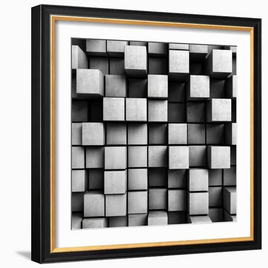 Abstract Background From Concrete Cubes-FreshPaint-Framed Premium Giclee Print