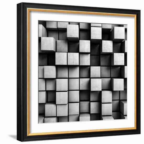 Abstract Background From Concrete Cubes-FreshPaint-Framed Art Print