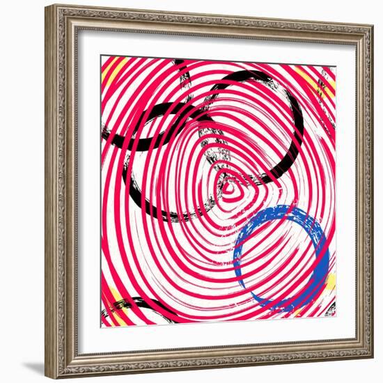 Abstract Background Pattern, with Circles, Strokes and Splashes-Kirsten Hinte-Framed Premium Giclee Print