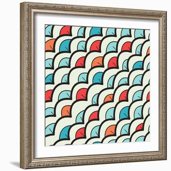Abstract Background with Colorful Scales-Curly Pat-Framed Art Print
