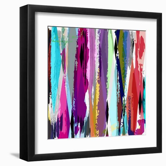 Abstract Background, with Strokes, Splashes and Geometric Lines-Kirsten Hinte-Framed Art Print