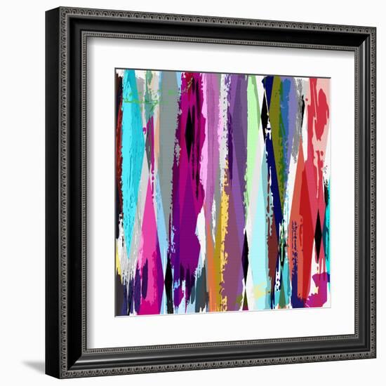 Abstract Background, with Strokes, Splashes and Geometric Lines-Kirsten Hinte-Framed Art Print