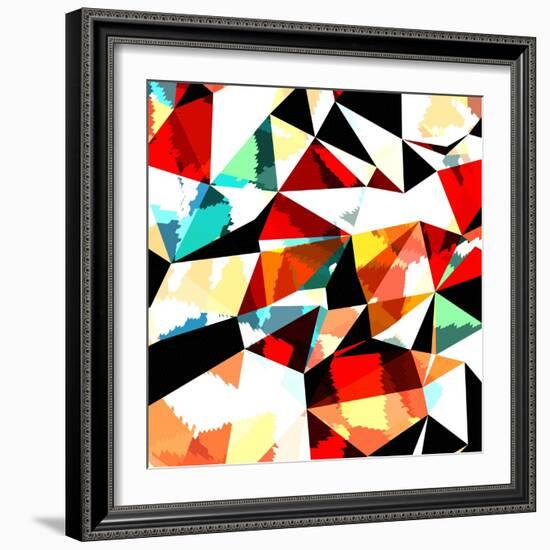 Abstract Background with Triangles and Colorful Geometric Shapes. Texture Pattern for Covers, Banne-Romas_Photo-Framed Art Print