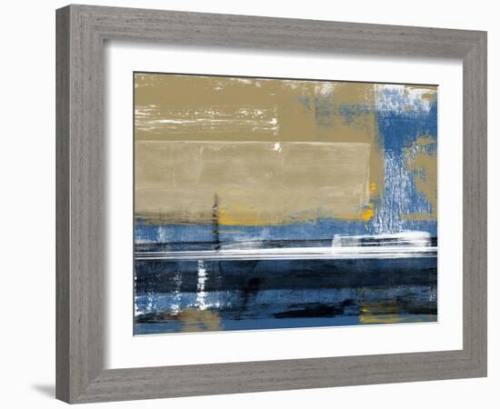 Abstract Biege and Blue-Alma Levine-Framed Art Print