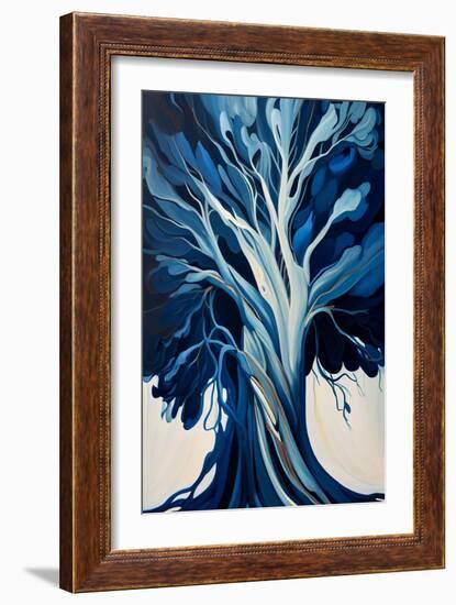 Abstract Big Blue Tree-Lea Faucher-Framed Art Print