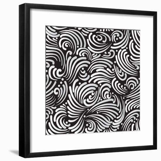 Abstract Black And White Background, Seamless Pattern-Olga Lebedeva-Framed Premium Giclee Print