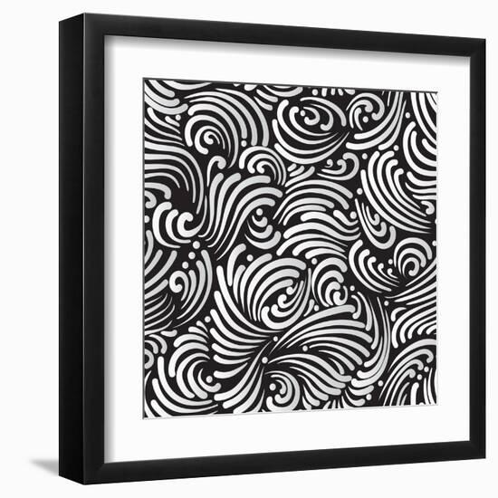 Abstract Black And White Background, Seamless Pattern-Olga Lebedeva-Framed Art Print