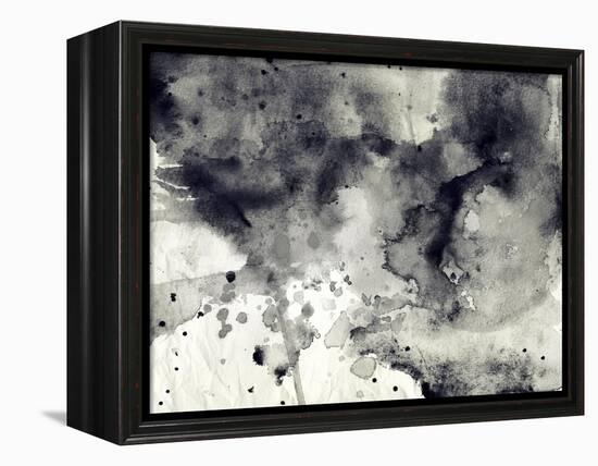 Abstract Black And White Ink Background-run4it-Framed Stretched Canvas