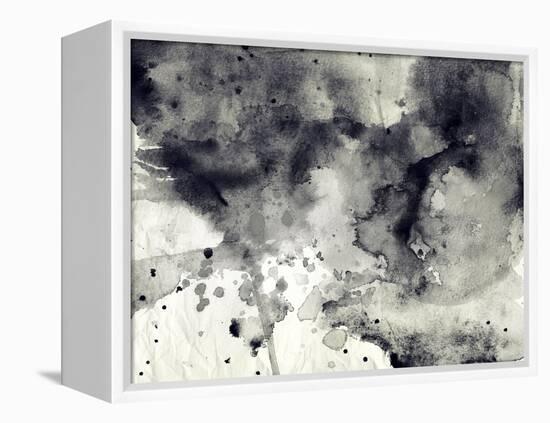 Abstract Black And White Ink Background-run4it-Framed Stretched Canvas