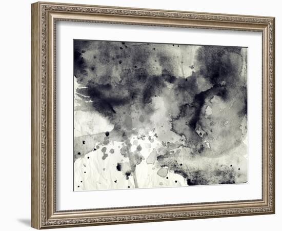 Abstract Black And White Ink Background-run4it-Framed Art Print