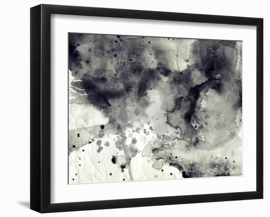 Abstract Black And White Ink Background-run4it-Framed Art Print