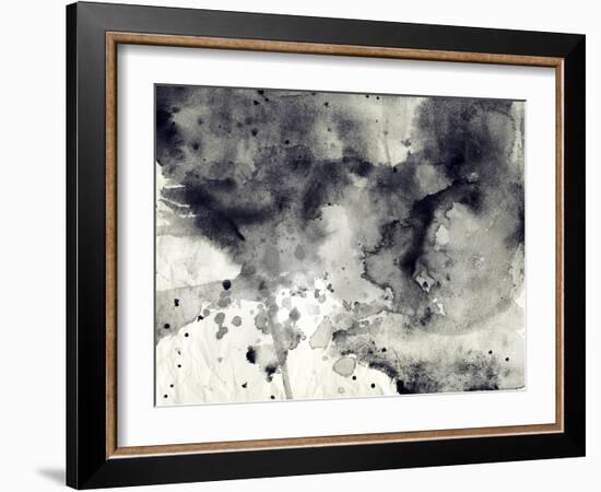 Abstract Black And White Ink Background-run4it-Framed Art Print