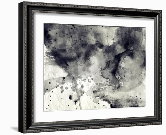 Abstract Black And White Ink Background-run4it-Framed Art Print