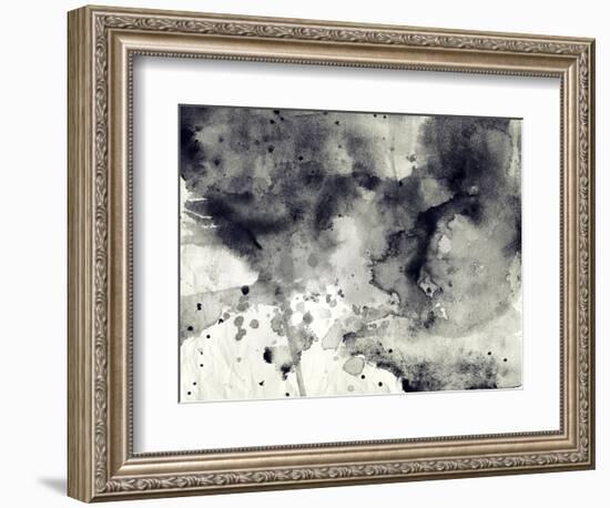 Abstract Black And White Ink Background-run4it-Framed Art Print