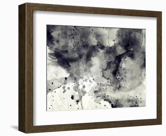 Abstract Black And White Ink Background-run4it-Framed Art Print