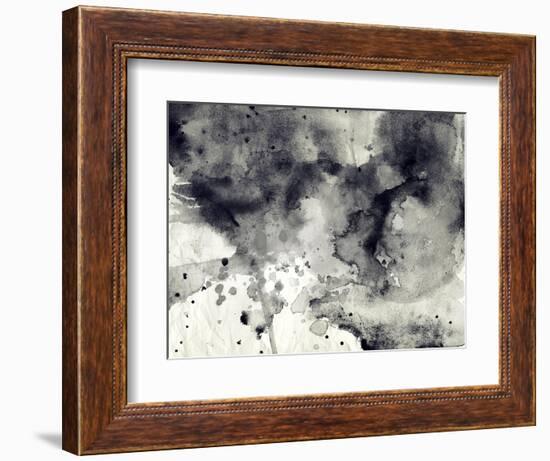 Abstract Black And White Ink Background-run4it-Framed Art Print