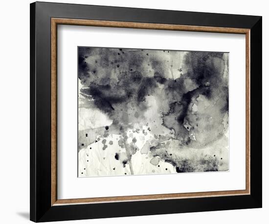 Abstract Black And White Ink Background-run4it-Framed Art Print