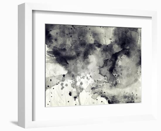 Abstract Black And White Ink Background-run4it-Framed Art Print