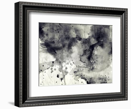 Abstract Black And White Ink Background-run4it-Framed Art Print