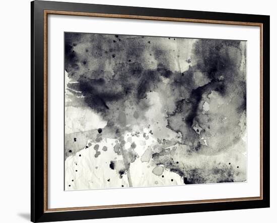 Abstract Black And White Ink Background-run4it-Framed Art Print