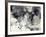 Abstract Black And White Ink Background-run4it-Framed Art Print