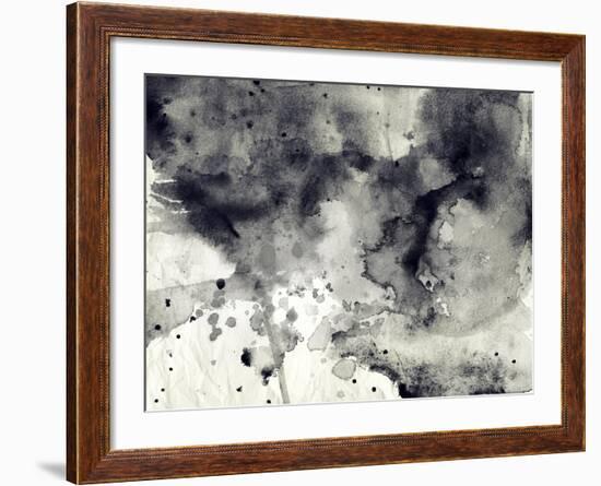 Abstract Black And White Ink Background-run4it-Framed Art Print