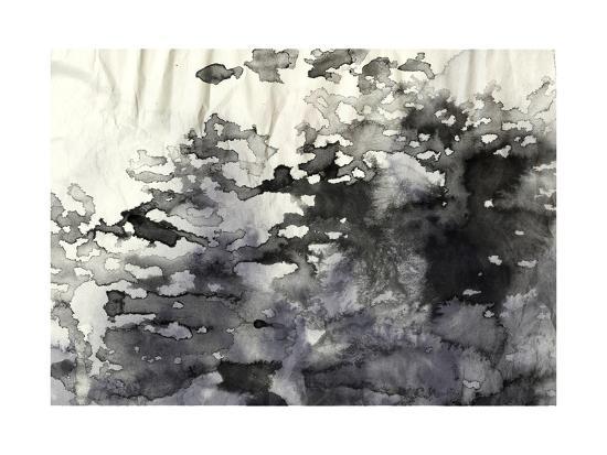 Abstract Black And White Ink Painting On Grunge Paper Texture