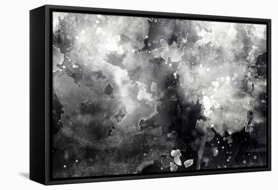 Abstract Black And White Ink Painting On Grunge Paper Texture - Artistic Stylish Background-run4it-Framed Stretched Canvas