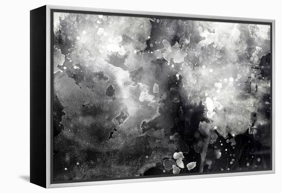 Abstract Black And White Ink Painting On Grunge Paper Texture - Artistic Stylish Background-run4it-Framed Stretched Canvas