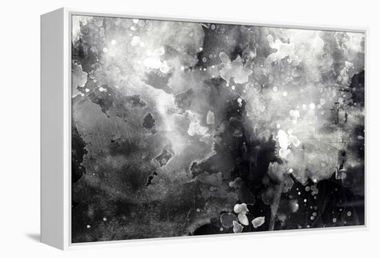 Abstract Black And White Ink Painting On Grunge Paper Texture - Artistic Stylish Background-run4it-Framed Stretched Canvas