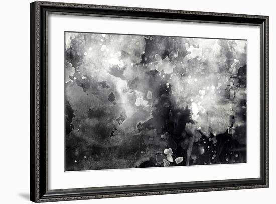 Abstract Black And White Ink Painting On Grunge Paper Texture - Artistic Stylish Background-run4it-Framed Art Print