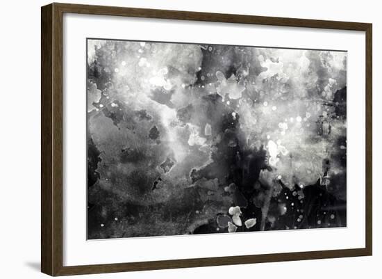 Abstract Black And White Ink Painting On Grunge Paper Texture - Artistic Stylish Background-run4it-Framed Art Print