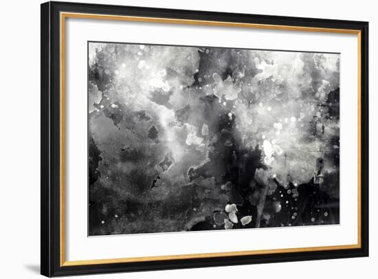 Abstract Black And White Ink Painting On Grunge Paper Texture - Artistic Stylish Background-run4it-Framed Art Print