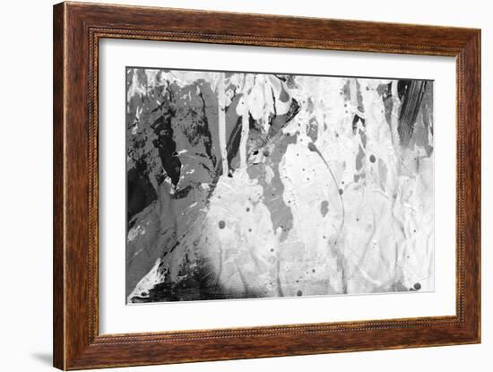 Abstract Black And White Ink Painting On Grunge Paper Texture - Artistic Stylish Background-run4it-Framed Art Print