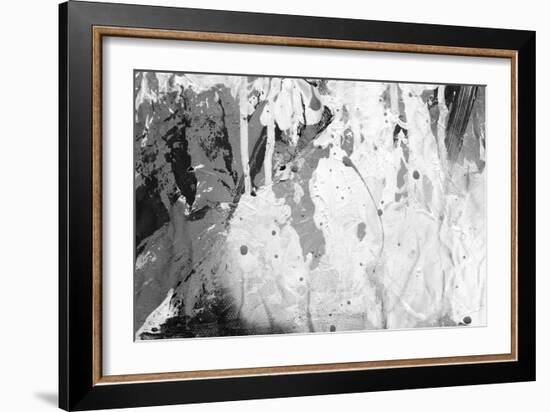 Abstract Black And White Ink Painting On Grunge Paper Texture - Artistic Stylish Background-run4it-Framed Art Print