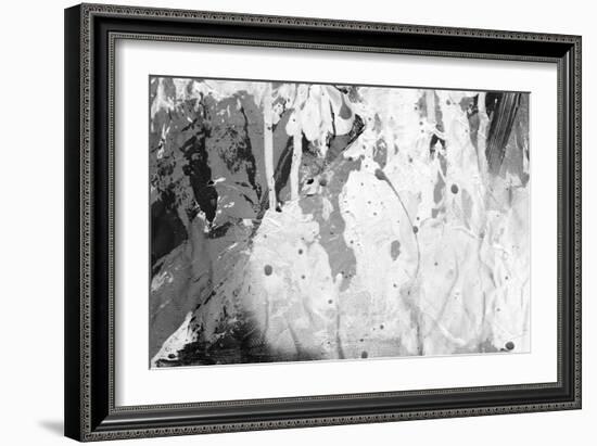 Abstract Black And White Ink Painting On Grunge Paper Texture - Artistic Stylish Background-run4it-Framed Art Print