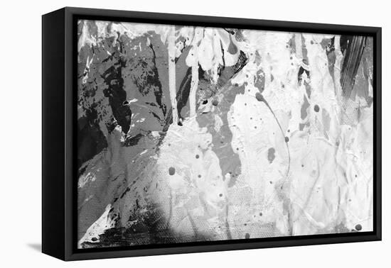 Abstract Black And White Ink Painting On Grunge Paper Texture - Artistic Stylish Background-run4it-Framed Stretched Canvas