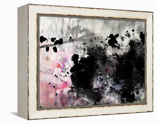 Abstract Black And White Ink Painting On Grunge Paper Texture - Artistic Stylish Background-run4it-Framed Stretched Canvas