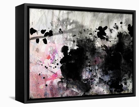 Abstract Black And White Ink Painting On Grunge Paper Texture - Artistic Stylish Background-run4it-Framed Stretched Canvas