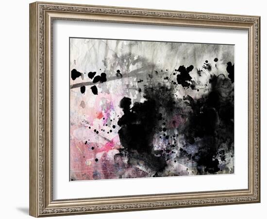 Abstract Black And White Ink Painting On Grunge Paper Texture - Artistic Stylish Background-run4it-Framed Art Print