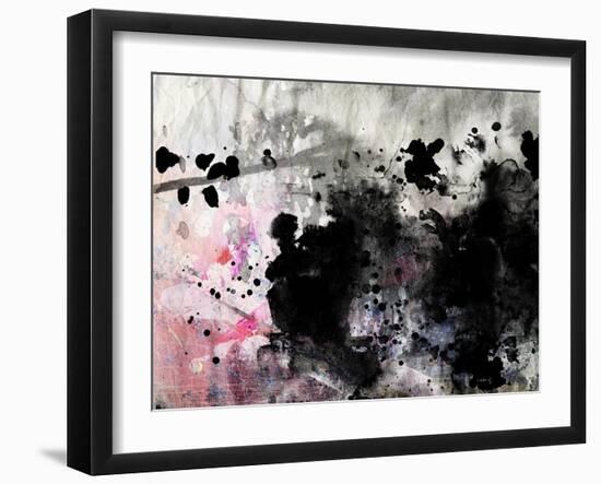 Abstract Black And White Ink Painting On Grunge Paper Texture - Artistic Stylish Background-run4it-Framed Art Print