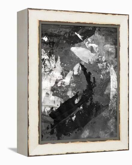 Abstract Black And White Ink Painting On Grunge Paper Texture - Artistic Stylish Background-run4it-Framed Stretched Canvas